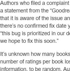 Goodreads Bug Erases Book Ratings