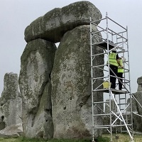 Scaffolding At Stonehenge As First Repairs In 63 Years Get Underway