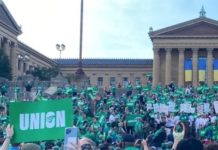 Thousands Of People Demonstrate In Support Of Union Workers At Philadelphia Museum Of Art