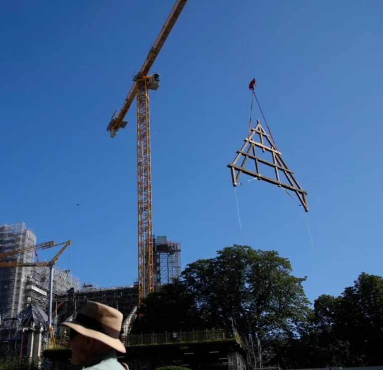 First Pictures: Giant Oak Trusses For Notre Dame Hoisted Into Place