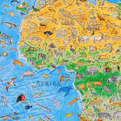 A World Map With No Borders, Only Animals