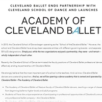 More Upheaval At Cleveland Ballet As It Severs Ties With Its Own Dance School