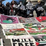Activists Unfurl A Massive Quilt For Gaza On The Steps Of The Met
