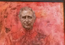 How In The World Did The Royal Portrait Of Charles Turn Into The King In Something That Looks Like A Pool Of Blood?
