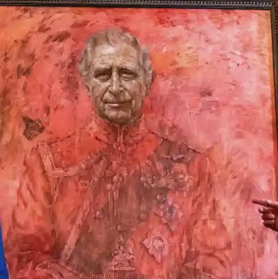 How In The World Did The Royal Portrait Of Charles Turn Into The King In Something That Looks Like A Pool Of Blood?
