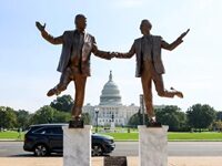 A Donald Trump-And-Jeffrey Epstein Statue Appears On, And Disappears From, DC’s National Mall