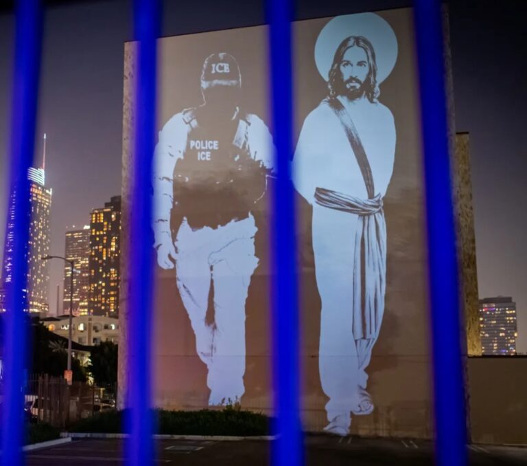Artists Are Projecting Satiric Trump Images On Buildings Around LA