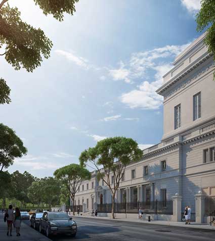 Rendering of the Frick with expansion by Davis Brody Bond on right (seen from 70th Street, looking west Courtesy of Neoscape Inc., 2014