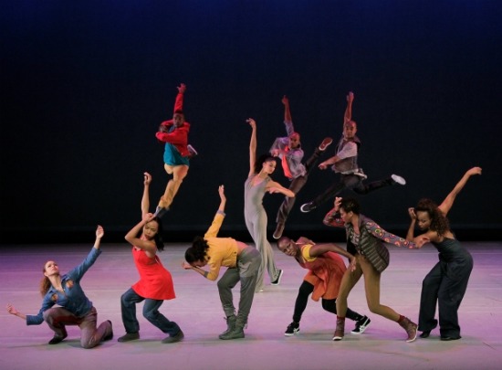 The original cast in Rennie Harris's 2011 Home (Alicia Graf Mack center). Photo; Paul  Kolnik