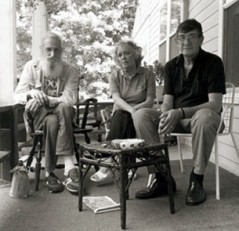 Mary Beach with her husband, the writer Claude Pélieu (right) and the poet Ray Bremser, Cooperstown, N.Y., in the mid-'80s [Photo: Allen Ginsberg]