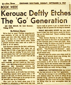 Nelson Algren's review of 'On the Road' [Chicago Sun-Times, Sept. 8,1957]