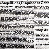 'An Angel Rides Disguised as Cabbie' by Gabriel Pressman [New York World Telegram & Sun, ca. 1952 -'53]