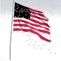 Flag illustration © by Sonia Pulido [New York Times, 1/31/2018]