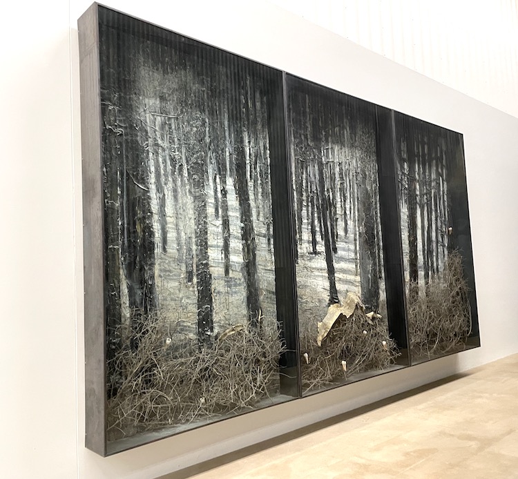 The painting  is on view at MASS Moca, a museum noted for its vast exhibition spaces. But the painting hangs there in the Hall rt Foundation building, which lacks the space to view it from a distance.