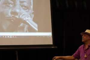 Billy Branch watches Sonny Boy (Rice Miller) Williamson II. Photo by Alan Frolichstein