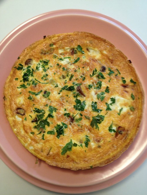 Potato, scallion, mushroom, sweet onion and Parmesan frittata