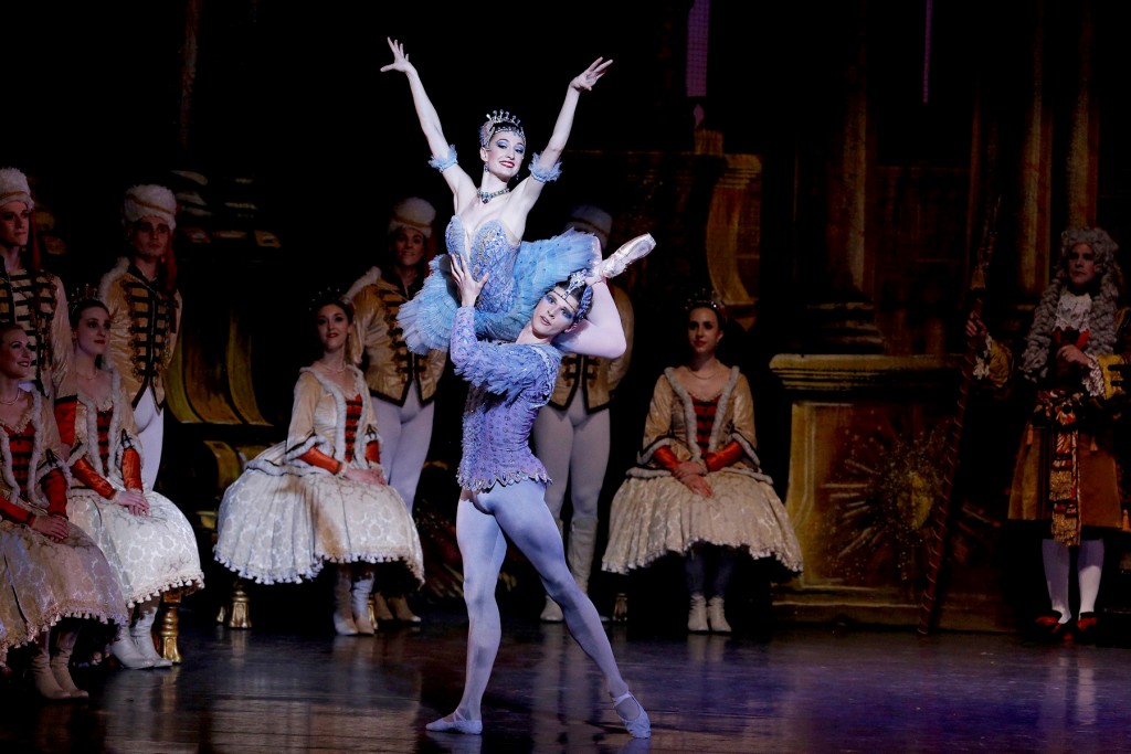 LAB principal Julia Cinquemani with guest artist Luke Schaufuss in the Bluebird variation. Photo: Reed Hutchinson  